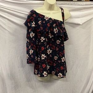 Zoe By Rachel Zoe Floral Navy blue floral top